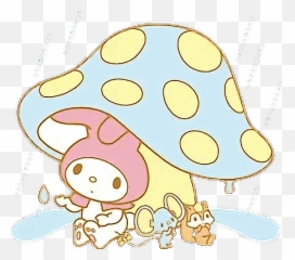 Sanrio Hellokitty Mymelody Raining Rain Mushroom Mouse - Cartoon Emoji,Raining Emoji