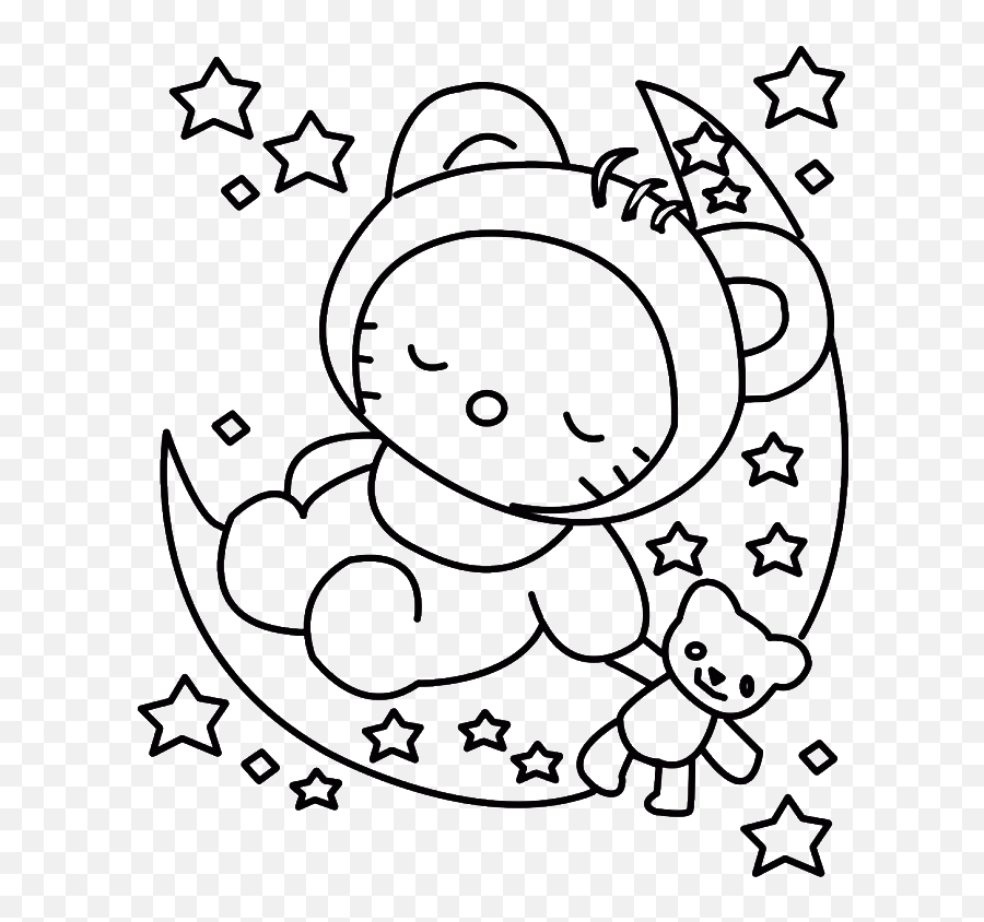 Sleeping Cat Coloring Pages At Getdrawings Free Download - Hello Kitty Coloring Pages Emoji,Cowboy Cat Emoji