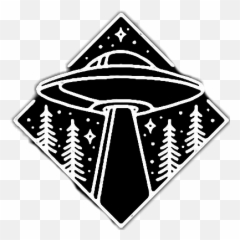 Sticker Spaceneedle Black White - Aesthetic Alien Black And White Emoji,Space Needle Emoji