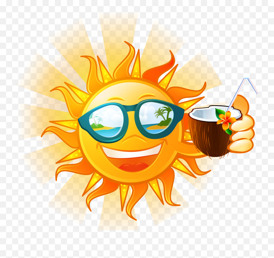Ece Free Png Emoticons C Konfest - Sunglasses Sun Clip Art Emoji,Summer Emoticons