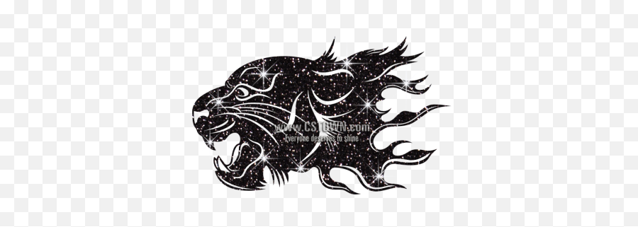 Hot Glitter Roaring Black Panther Iron - Tiger And Lion Logo Emoji,Black Panther Emoji