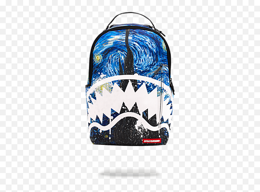The Van Gogh Shark Backpacks Cute Backpacks Bags - Sprayground Van Gogh Shark Backpack Emoji,Backpack Emoji