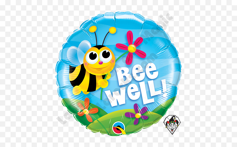 18 Inch Round Bee Well Flowers Foil Balloon Qualatex 1ct - Balloon Bee Well Soon Emoji,Emoji Balloons