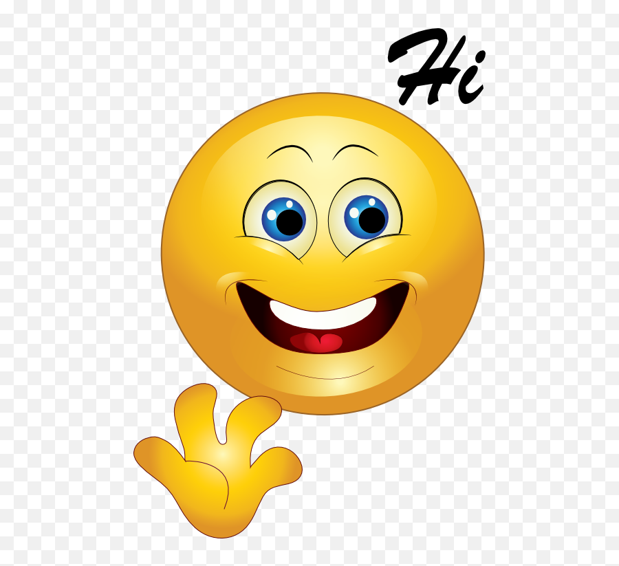 Yellow Hi Happy Smiley Emoticon Clipart - Hi Clipart Emoji,Smiling Emoticon
