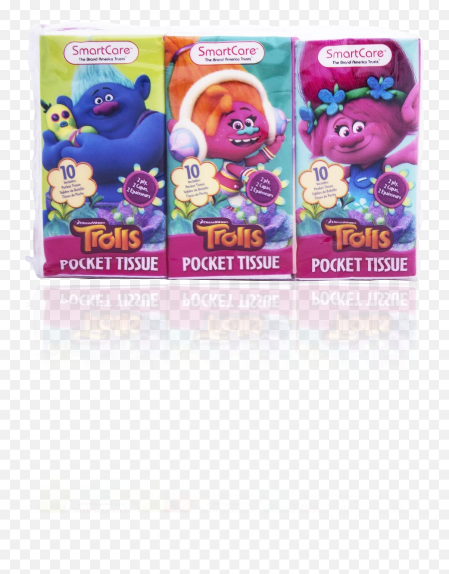 Smart Care Trolls Pocket Facial Tissues 6 Pack - Bath Toy Emoji,Hedgehog Emoji