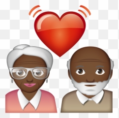 Old Woman Old Man - Heart Emoji Png Couple,Old Man Emoji