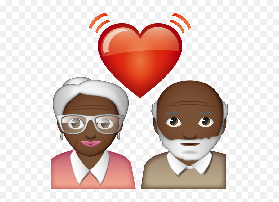 Old Woman Old Man - Heart Emoji Png Couple,Old Man Emoji