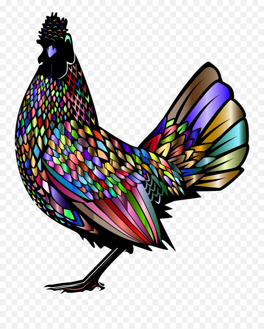Rooster Chicken Animal Art Colorful - Clip Art Colorful Chicken Hen Emoji,Chicken Wing Emoji