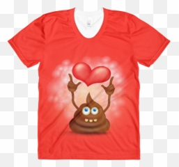 womenu2019s Funny cartoon poop cut emoji character with heart crew neck - shirt 80s Paint Splatter