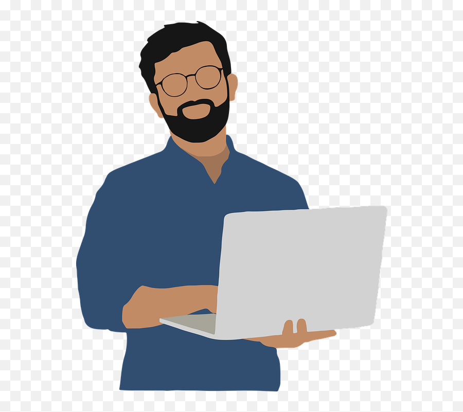 Guy Male - Homem Com Computador Png Emoji,Beard Emoji Android