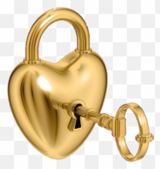 Gold Heart Lock Key - And Emoji