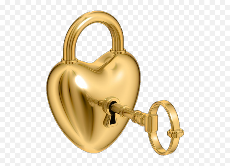 Gold Heart Lock Key - Lock And Heart Emoji,Lock And Key Emoji